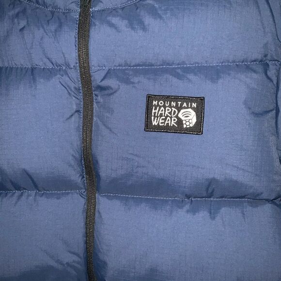 nwt mountain hardwear‎ nevadan down jacket puffer large blue navy outer dark - Picture 8 of 15